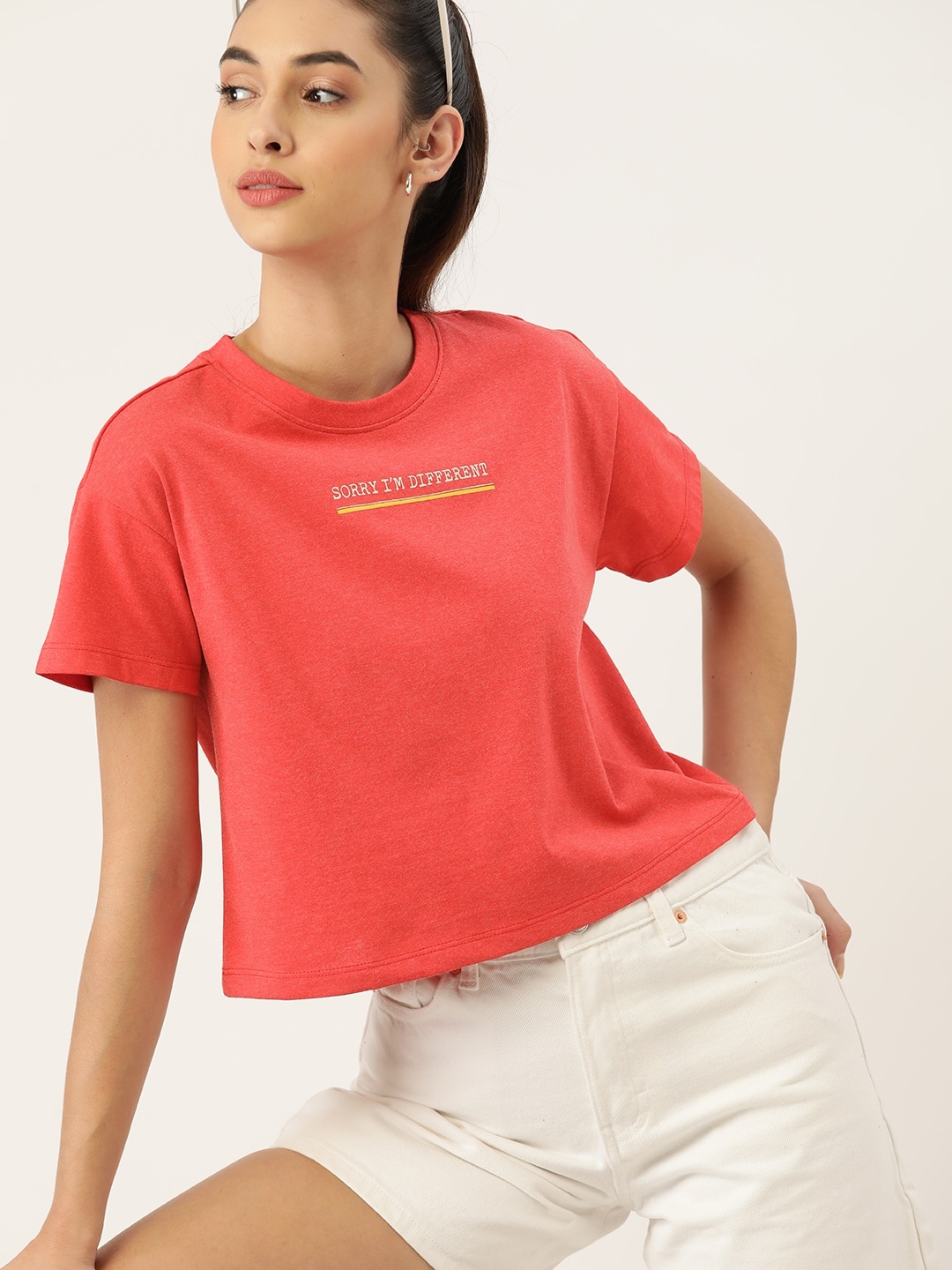 

DressBerry Women Red Typography T-shirt