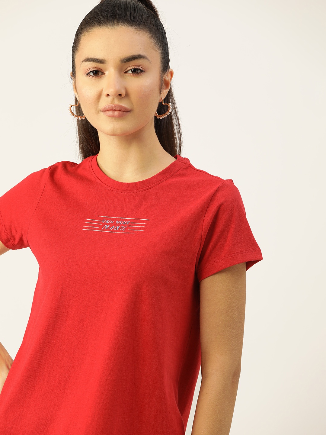 

DressBerry Women Red Printed T-shirt