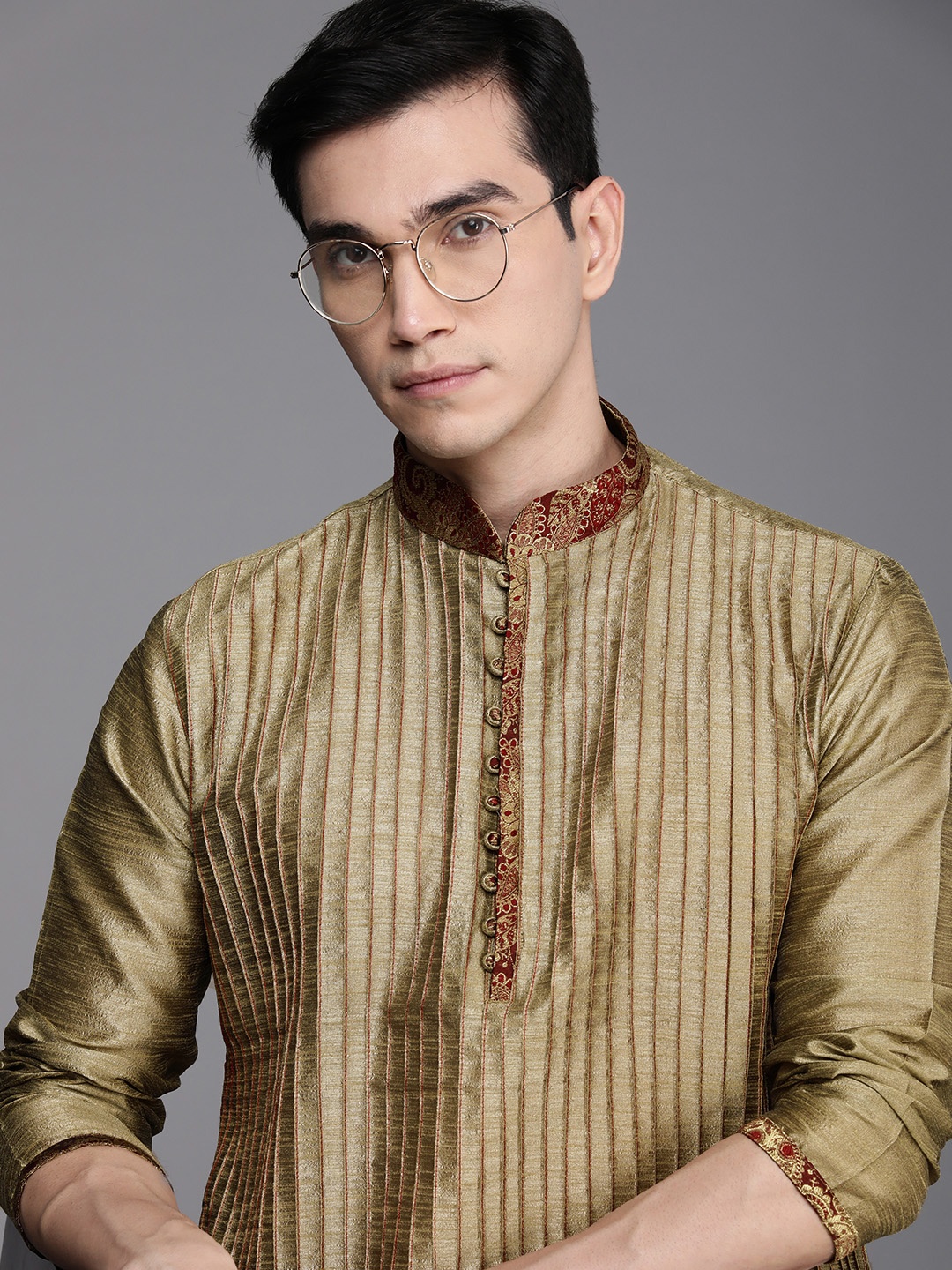 

Manu Men Beige Kurta with Churidar