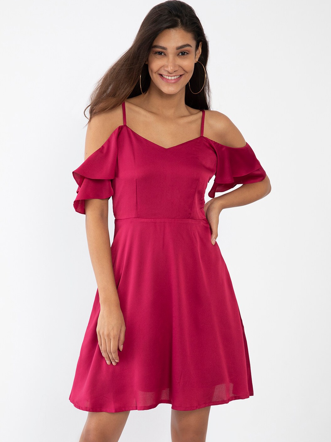 

Zink London Women Pink Fit & Flare Mini Dress