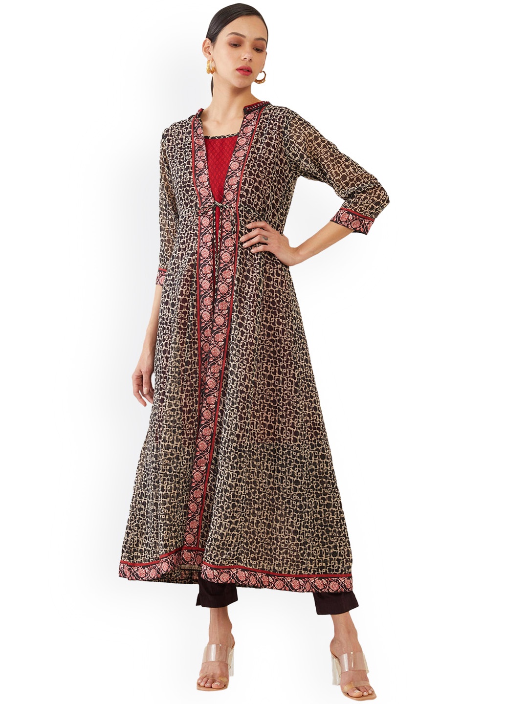 

Soch Women Black Thread Work Georgette Kurta