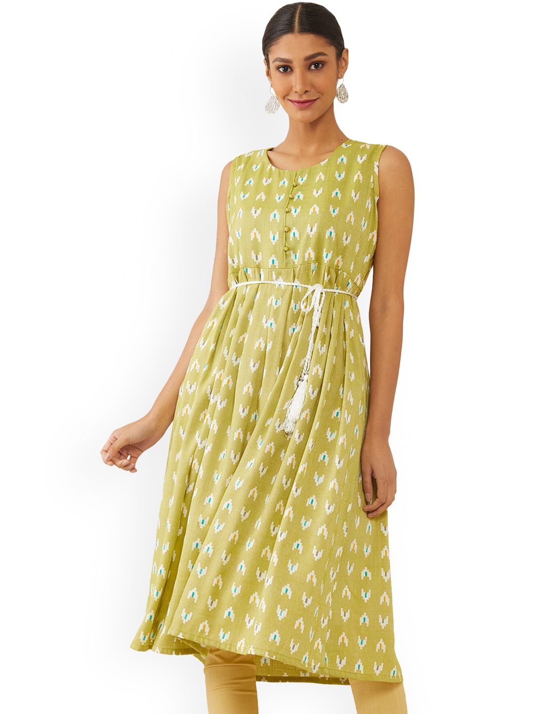 

Soch Women Green Floral Printed Anarkali Kurta
