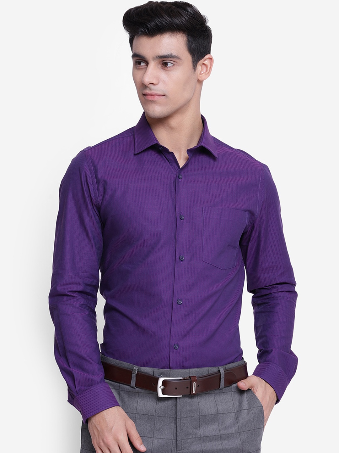 

Turtle Men Purple Slim Fit Opaque Formal Shirt