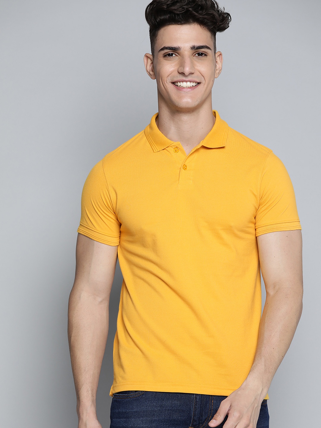 

Mast & Harbour Men Yellow Solid Polo Collar T-shirt