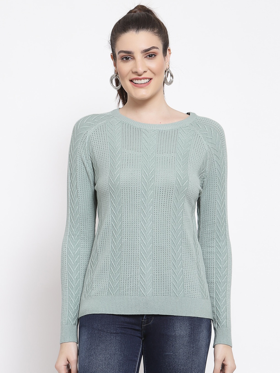 

Mafadeny Women Sea Green Pullover