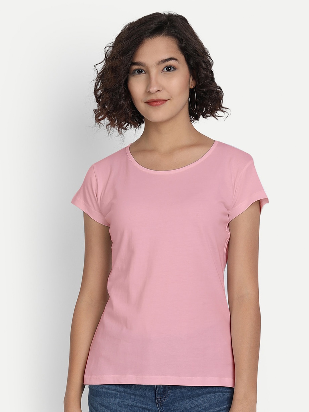 

BE AWARA Women Pink Pure Cotton T-shirt
