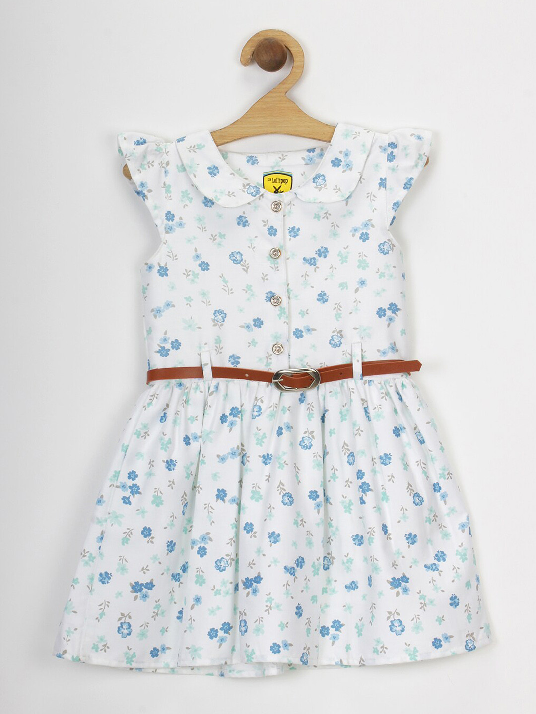 

Lil Lollipop Girls White Floral Print Cotton Dress