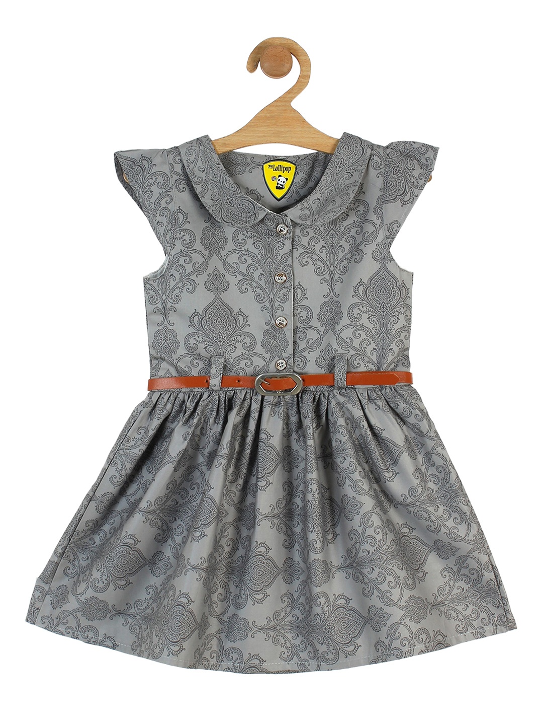 

Lil Lollipop Girls Grey Cotton Peter Pan Collar Dress