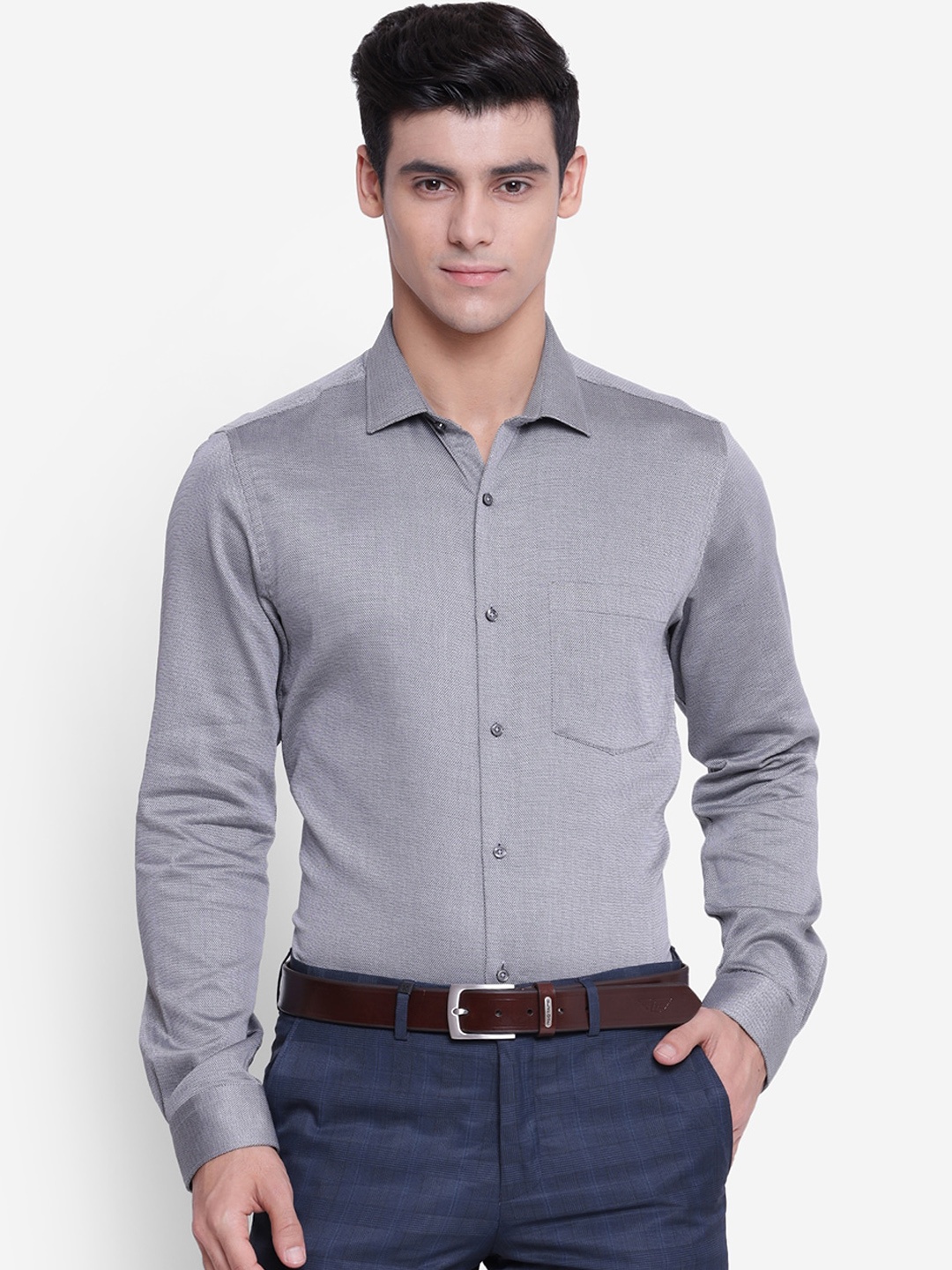 

Turtle Men Grey Slim Fit Opaque Formal Shirt