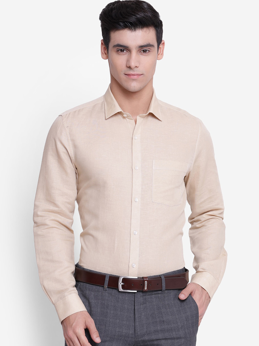 

Turtle Men Beige Slim Fit Opaque Formal Shirt