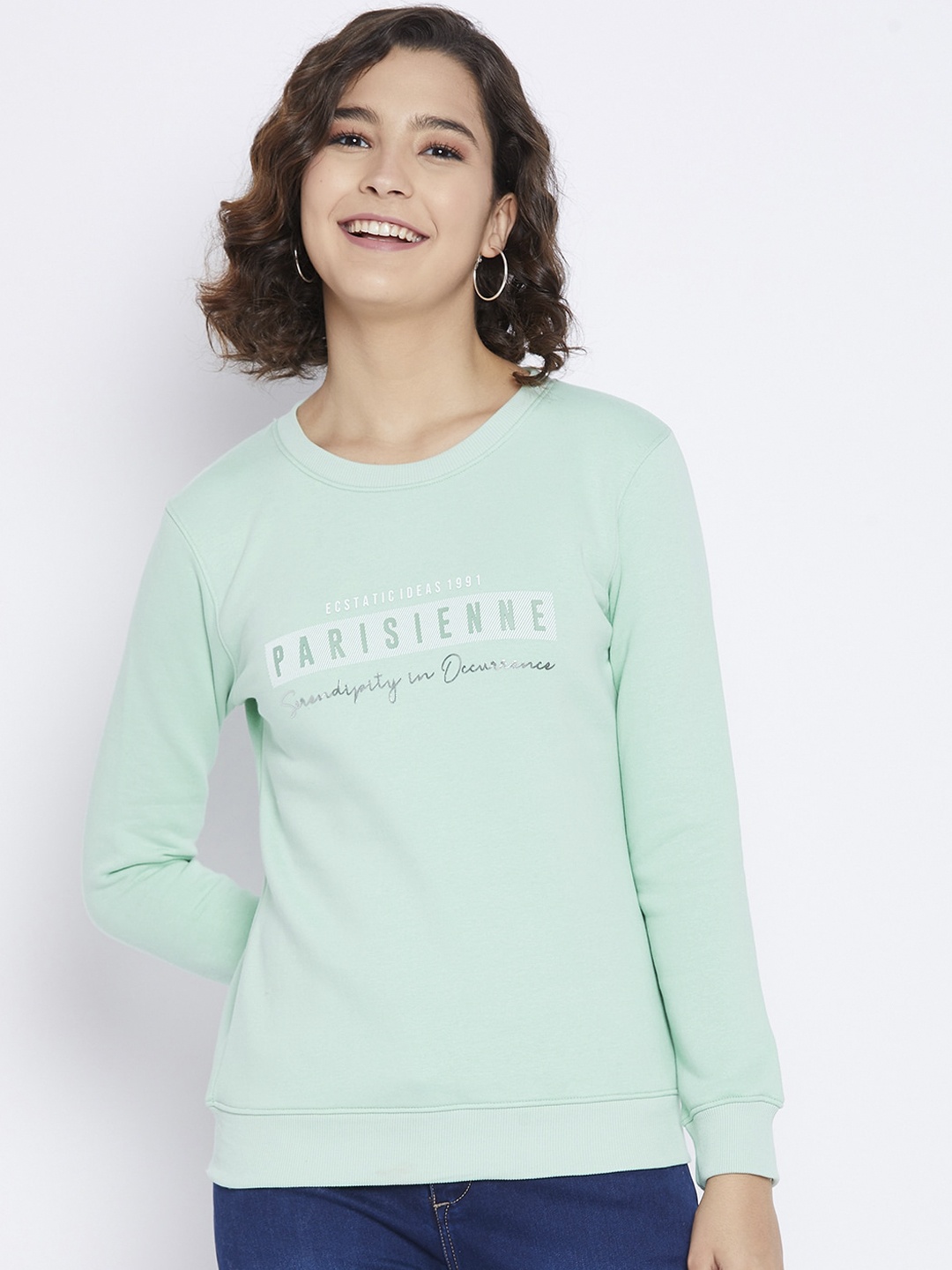 

Octave Women Sea Green Printed Sweatshirt