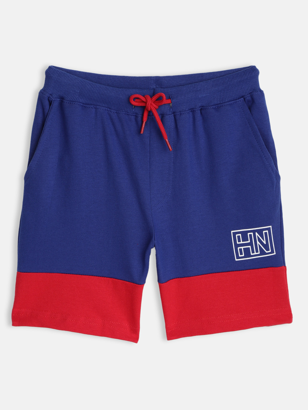 

HERE&NOW Boys Blue & Red Colourblocked Pure Cotton Shorts