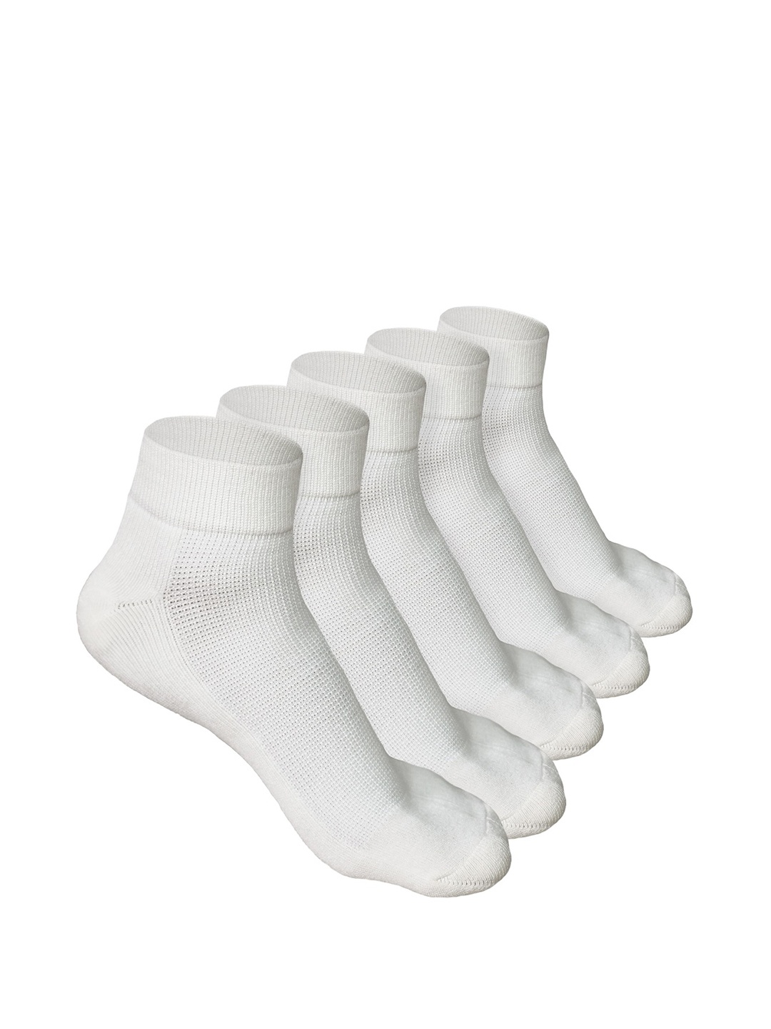 

Heelium Men Pack of 5 Bamboo Super Soft & Odour-Free Breathable Quater-Length Socks, White