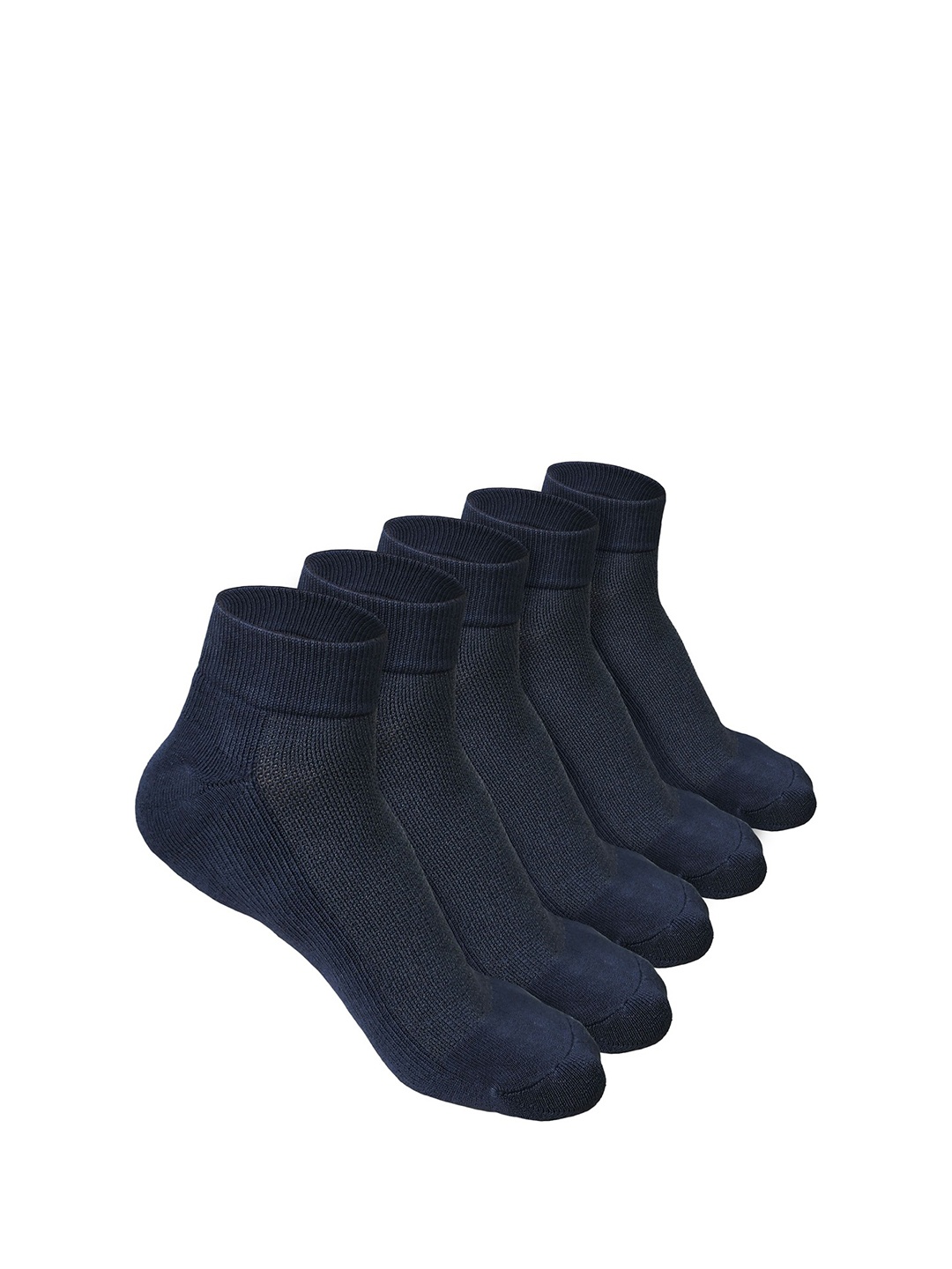 

Heelium Men Pack of 5 Bamboo Super Soft & Odour-Free Breathable Quater-Length Socks, Navy blue