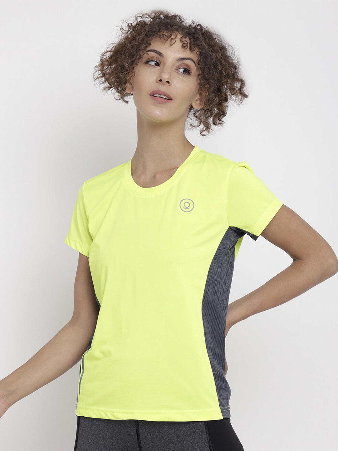 

CHKOKKO Women Fluorescent Green Sports T-shirt