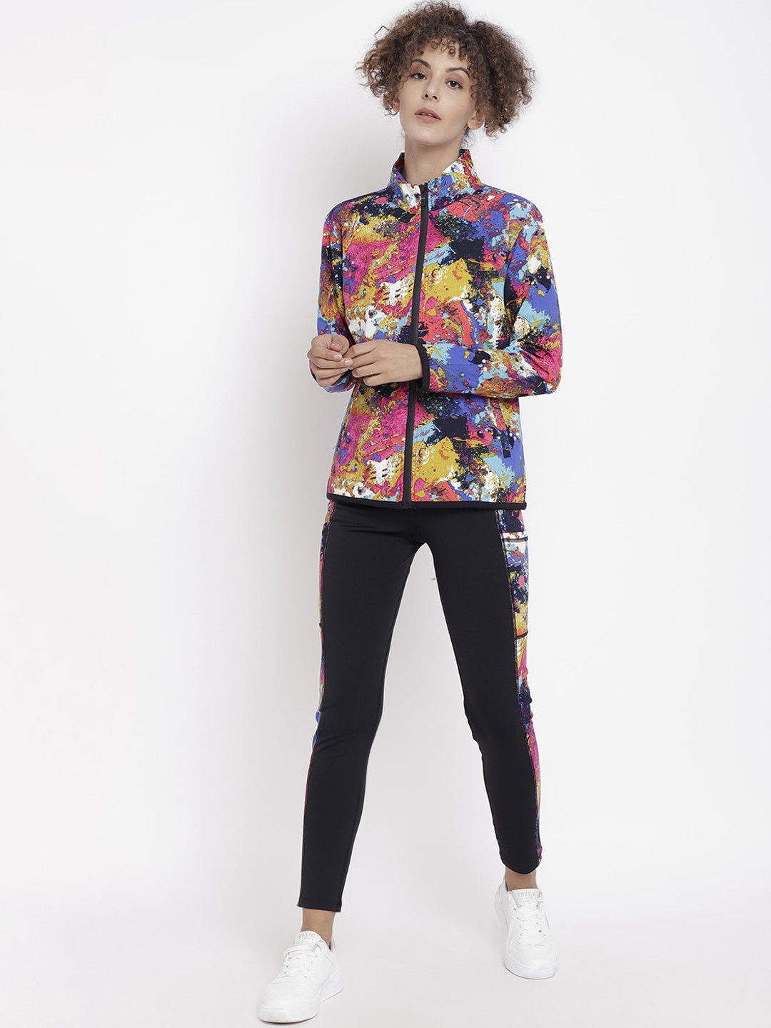 

CHKOKKO Women Pink & Black Track Suit