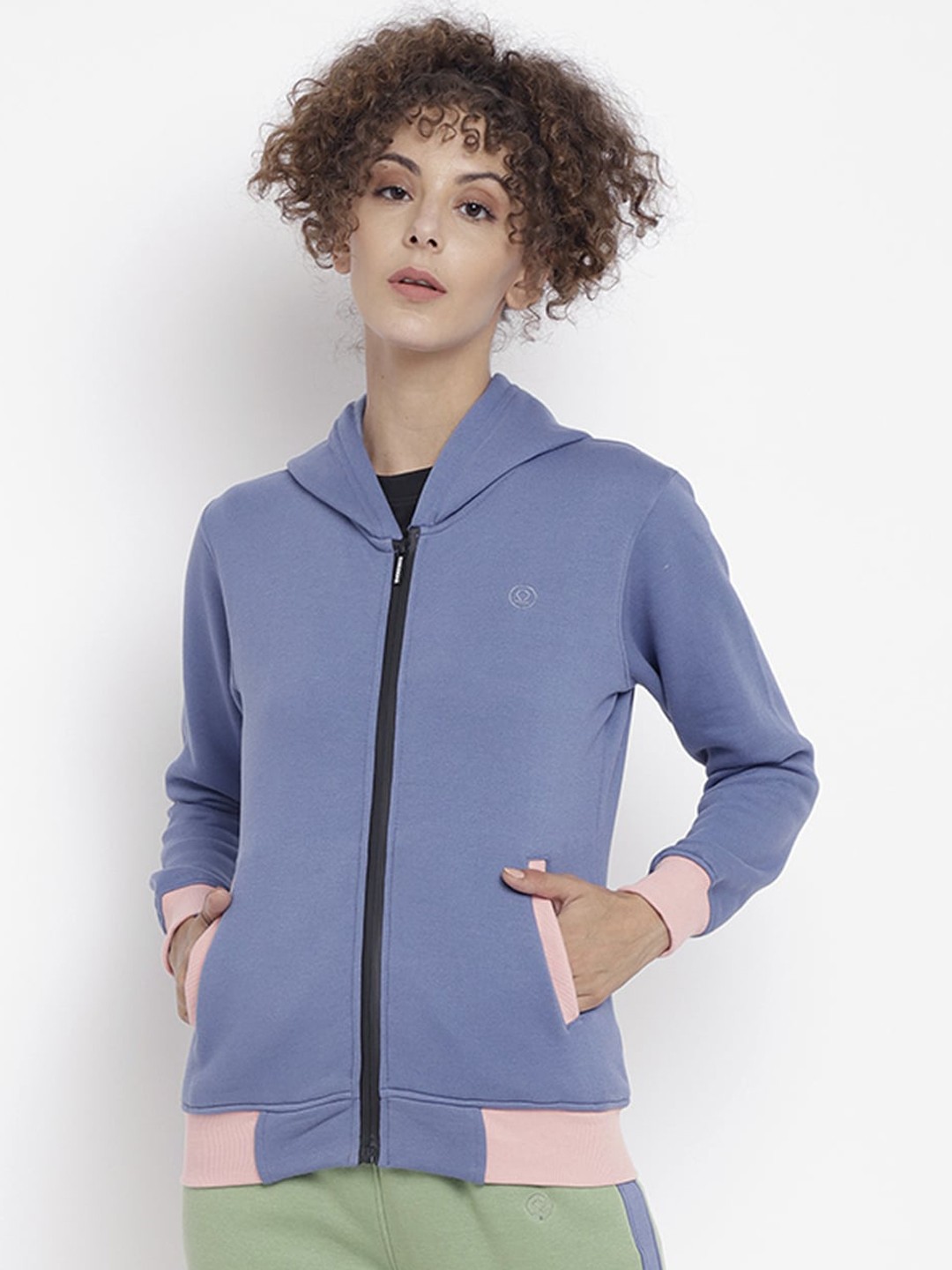 

CHKOKKO Women Blue Sports Zipper Jacket