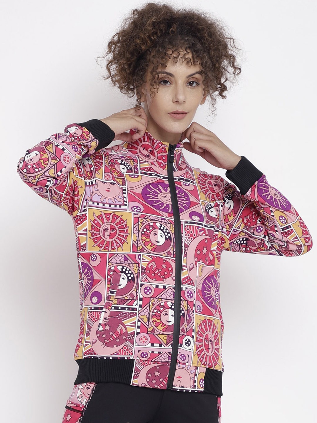

CHKOKKO Women Multicoloured Geometric Tailored Jacket, Multi