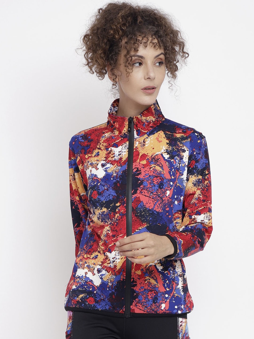 

CHKOKKO Women Multicolored Abstract Printed Tailored Jacket, Multi