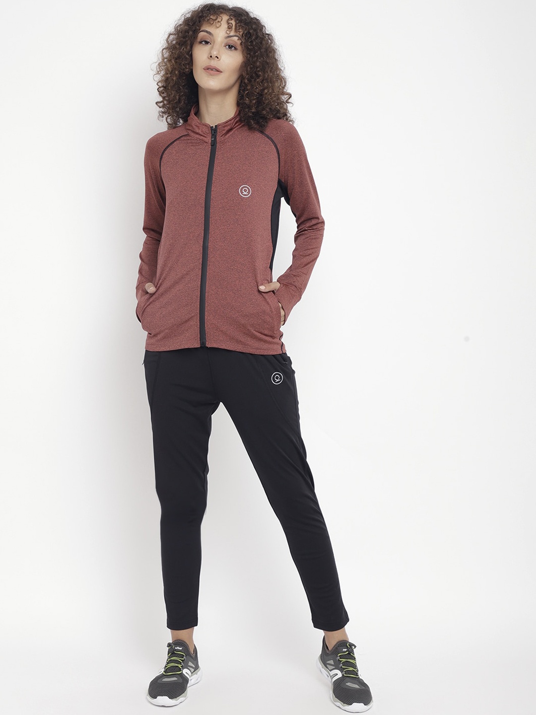 

Chkokko Women Rust Brown & Black Solid Tracksuit