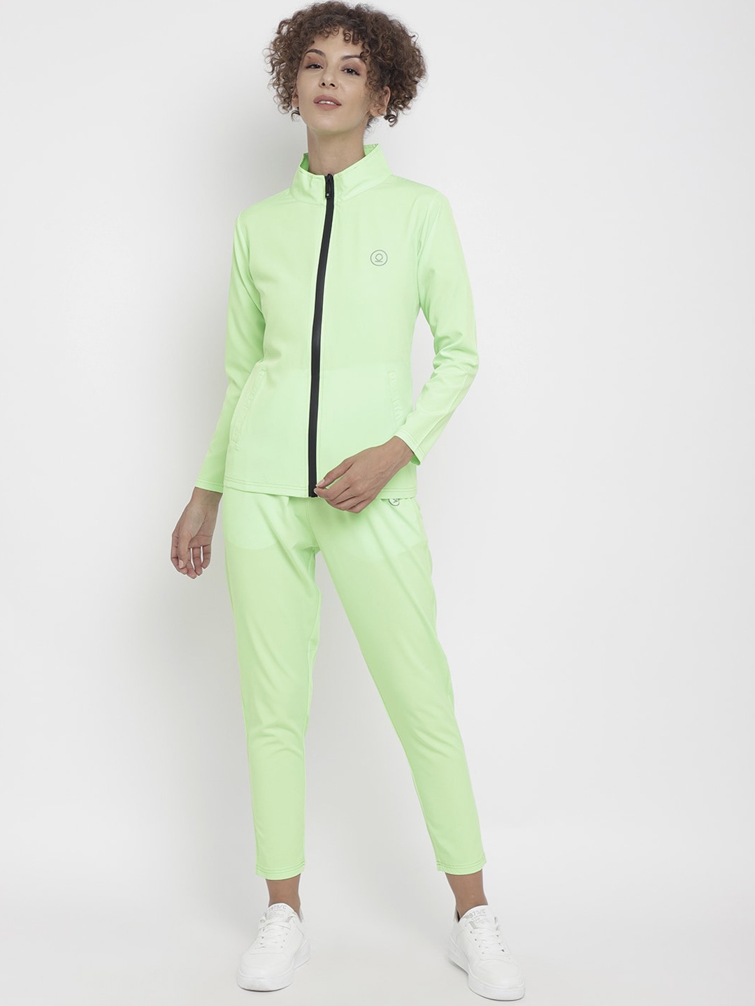 

CHKOKKO Women Fluorescent Green Solid Tracksuit