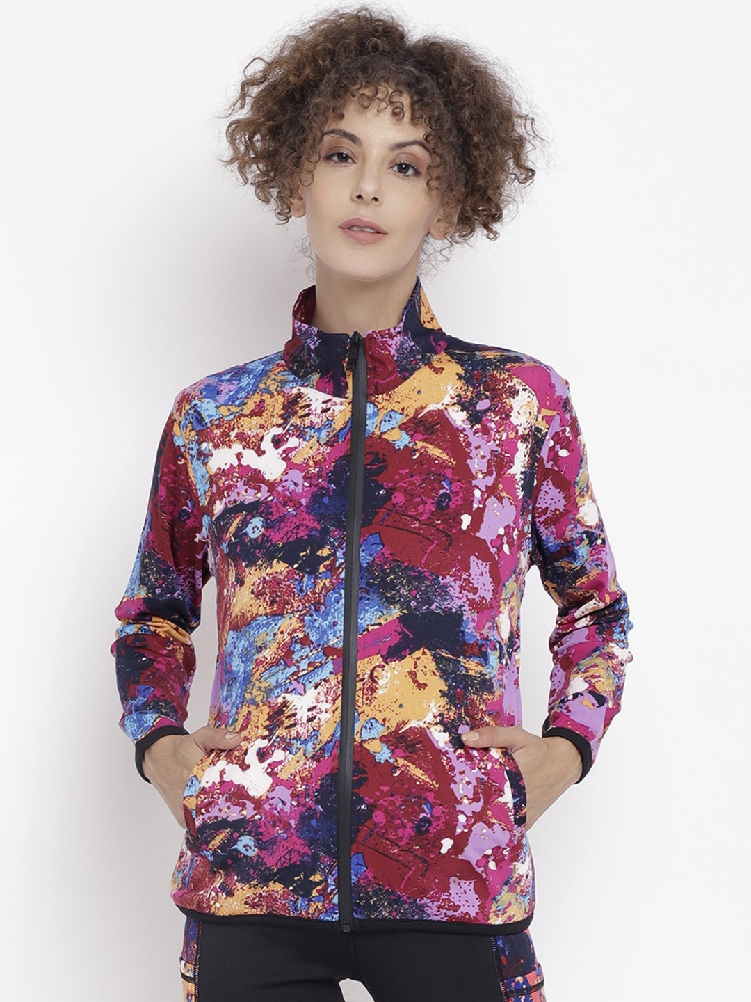 

CHKOKKO Women Multicoloured Dry-Fit Sporty Jacket, Multi