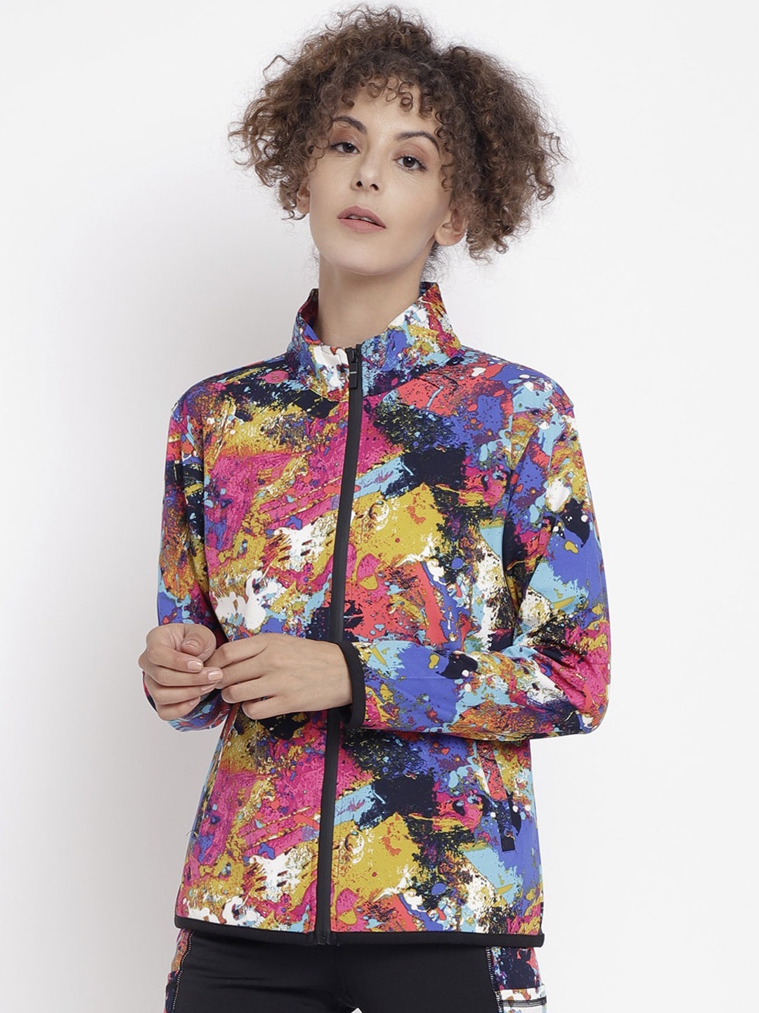 

CHKOKKO Women Multicoloured Floral Open Front Jacket, Multi