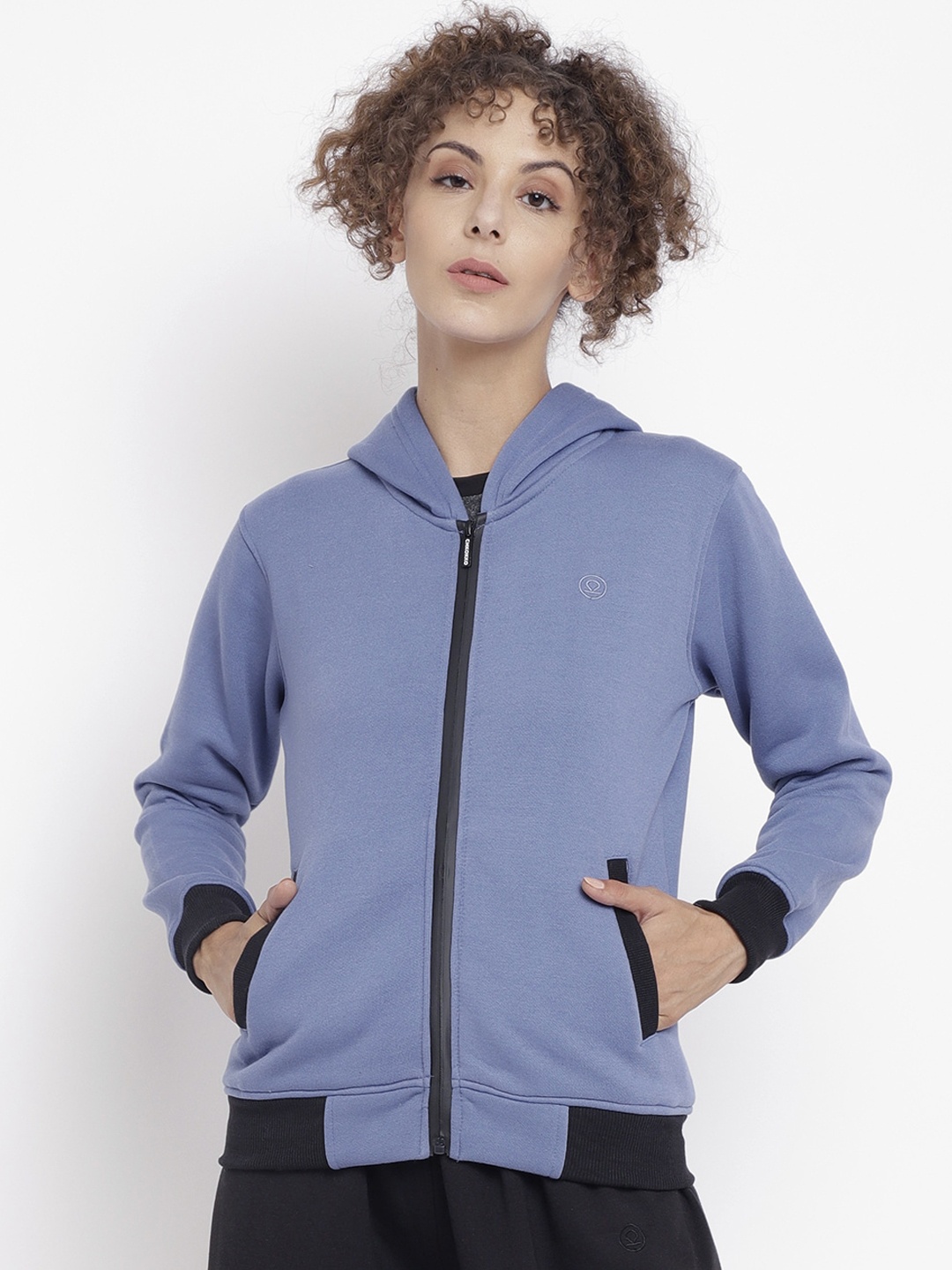 

CHKOKKO Women Blue Bomber Jacket