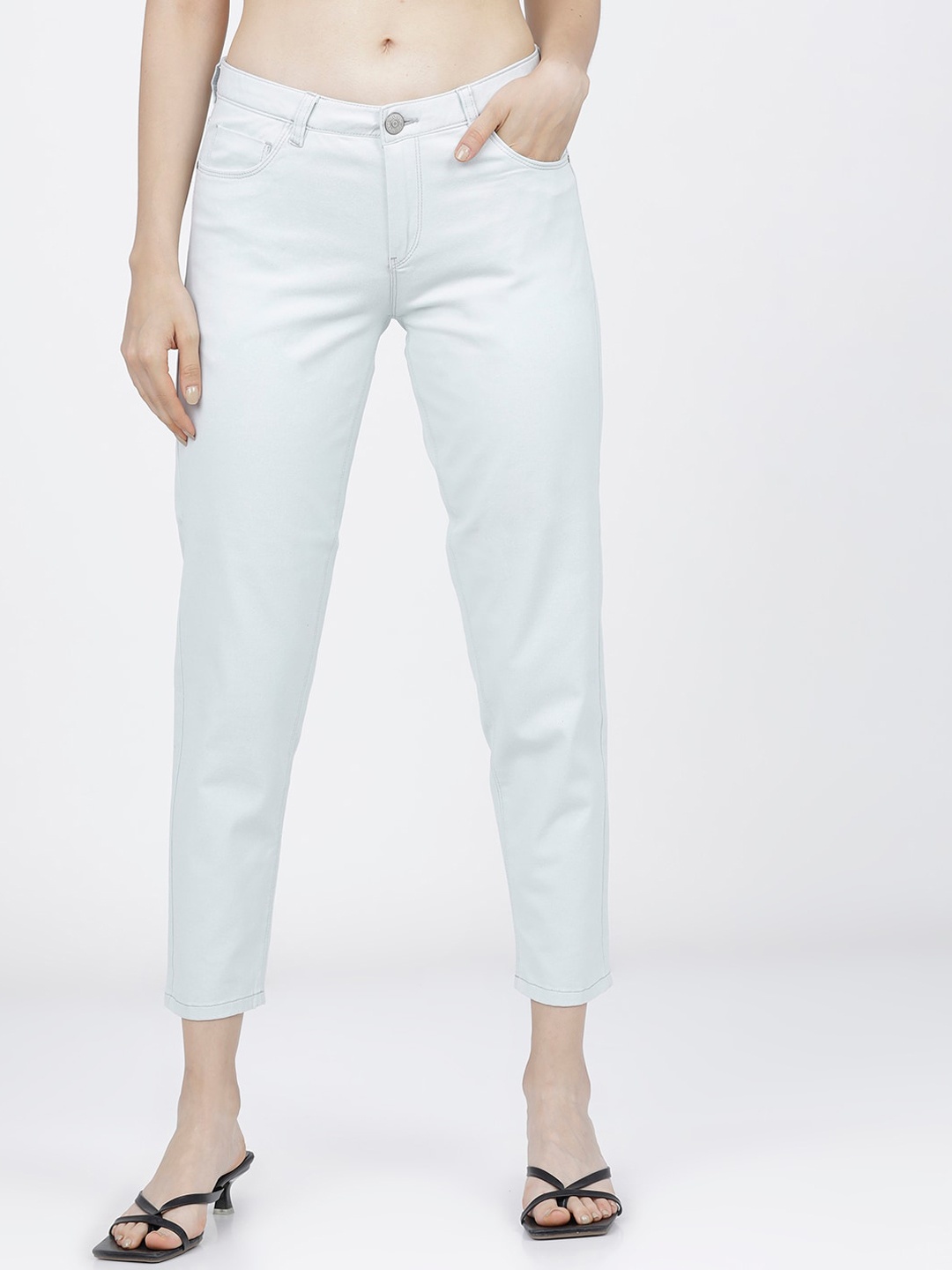 

Tokyo Talkies Women Blue Tapered Fit Trousers