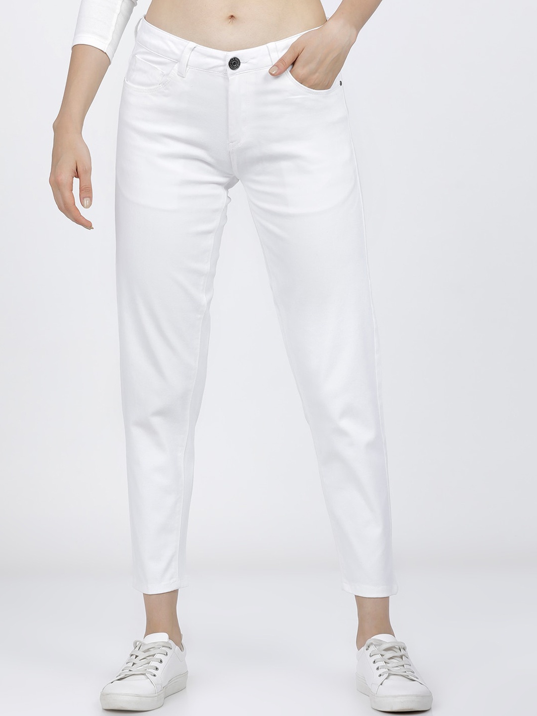 

Tokyo Talkies Women White Slim Fit Trousers