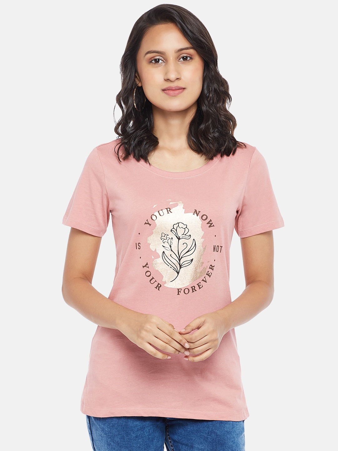 

Honey by Pantaloons Women Pink Graphic Printed T-shirt