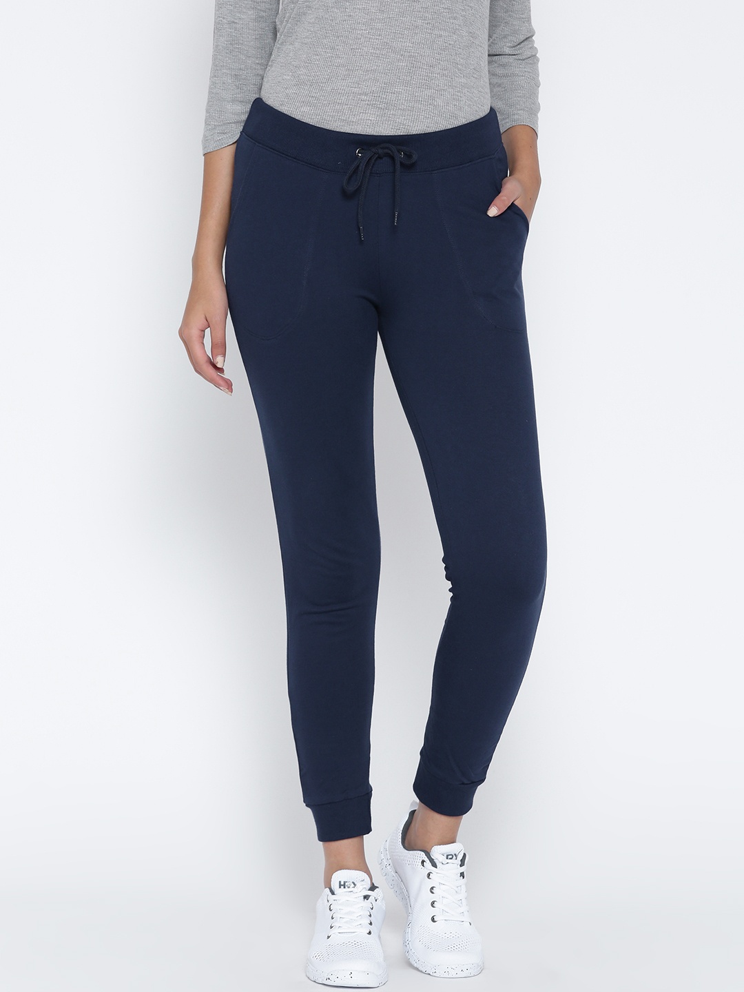 

Sera Navy Cropped Track Pants with Embellished Detail, Navy blue