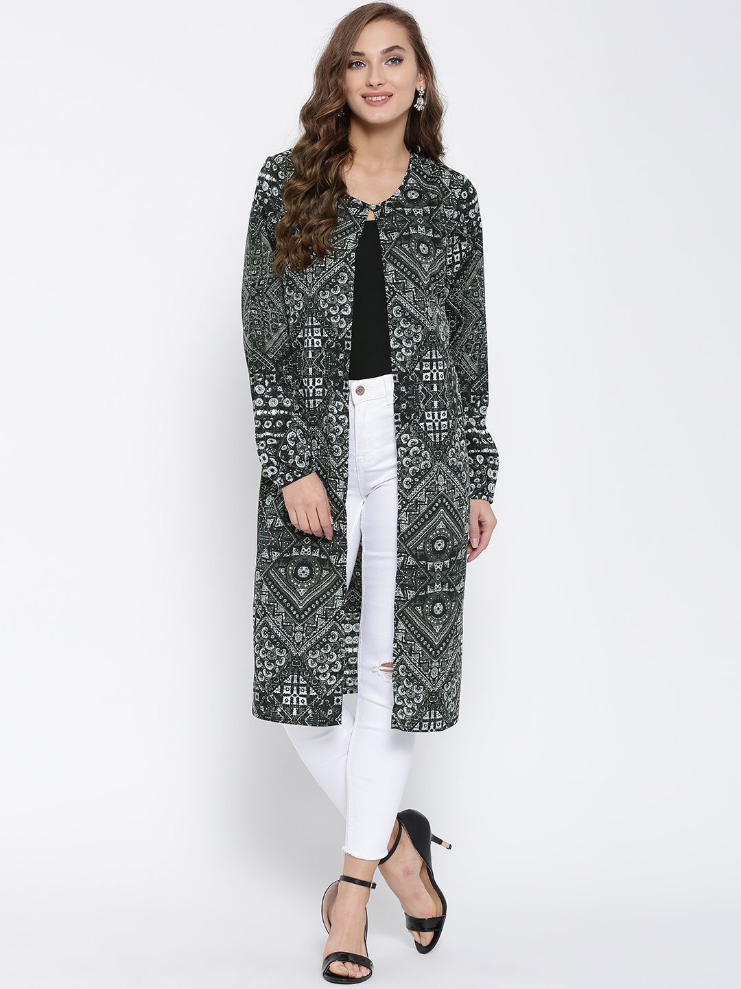 

Sera Black Printed Longline Shrug