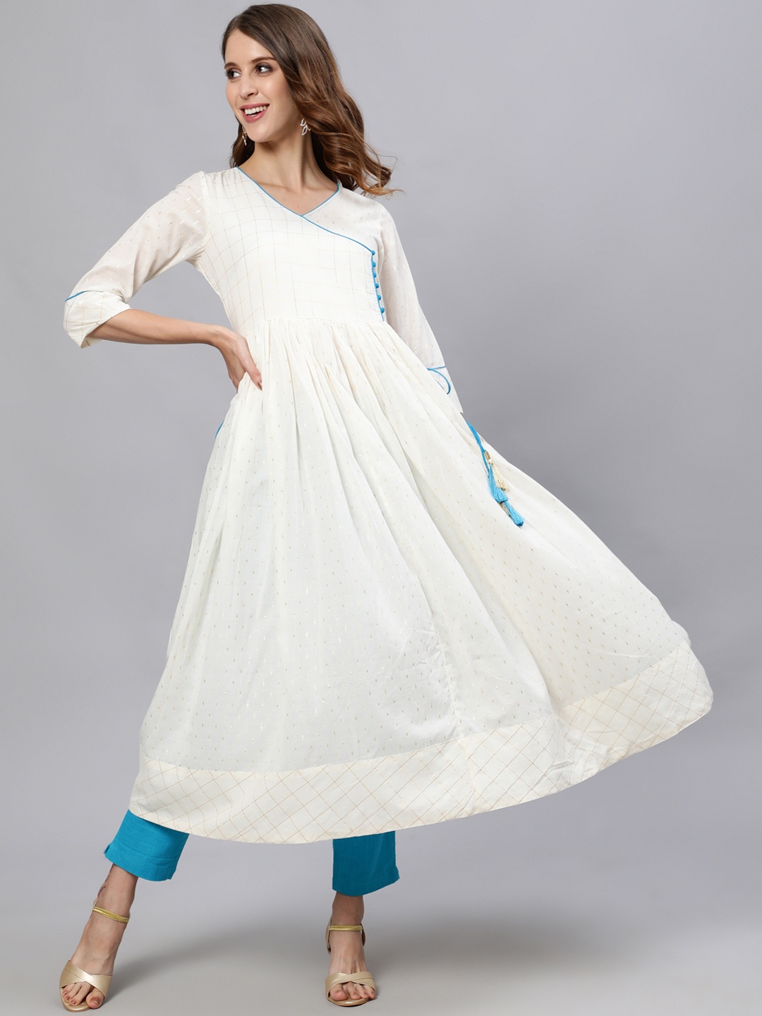 

Jaipur Kurti Women White Anarkali Kurta