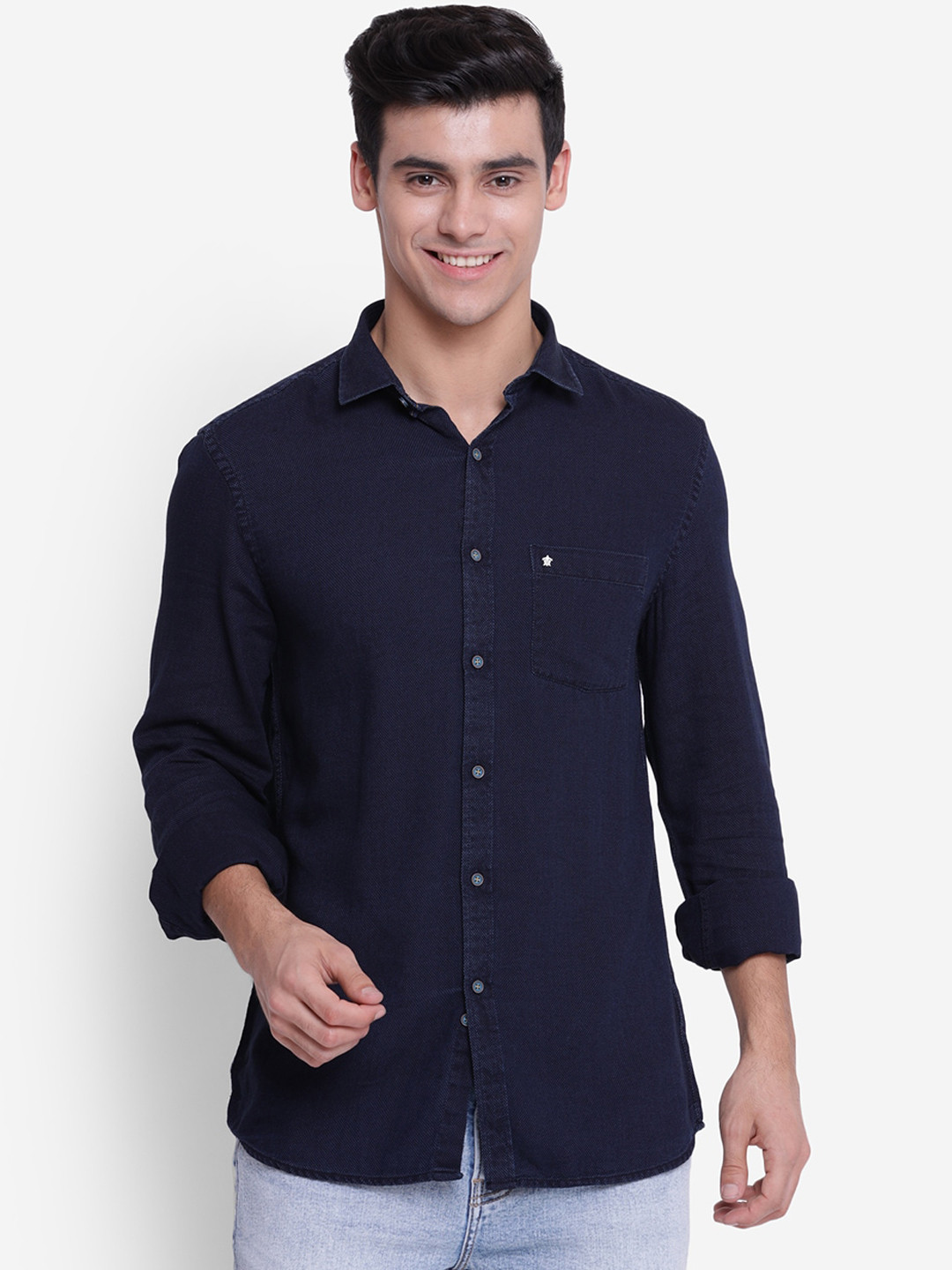 

Turtle Men Blue Slim Fit Solid Casual Shirt