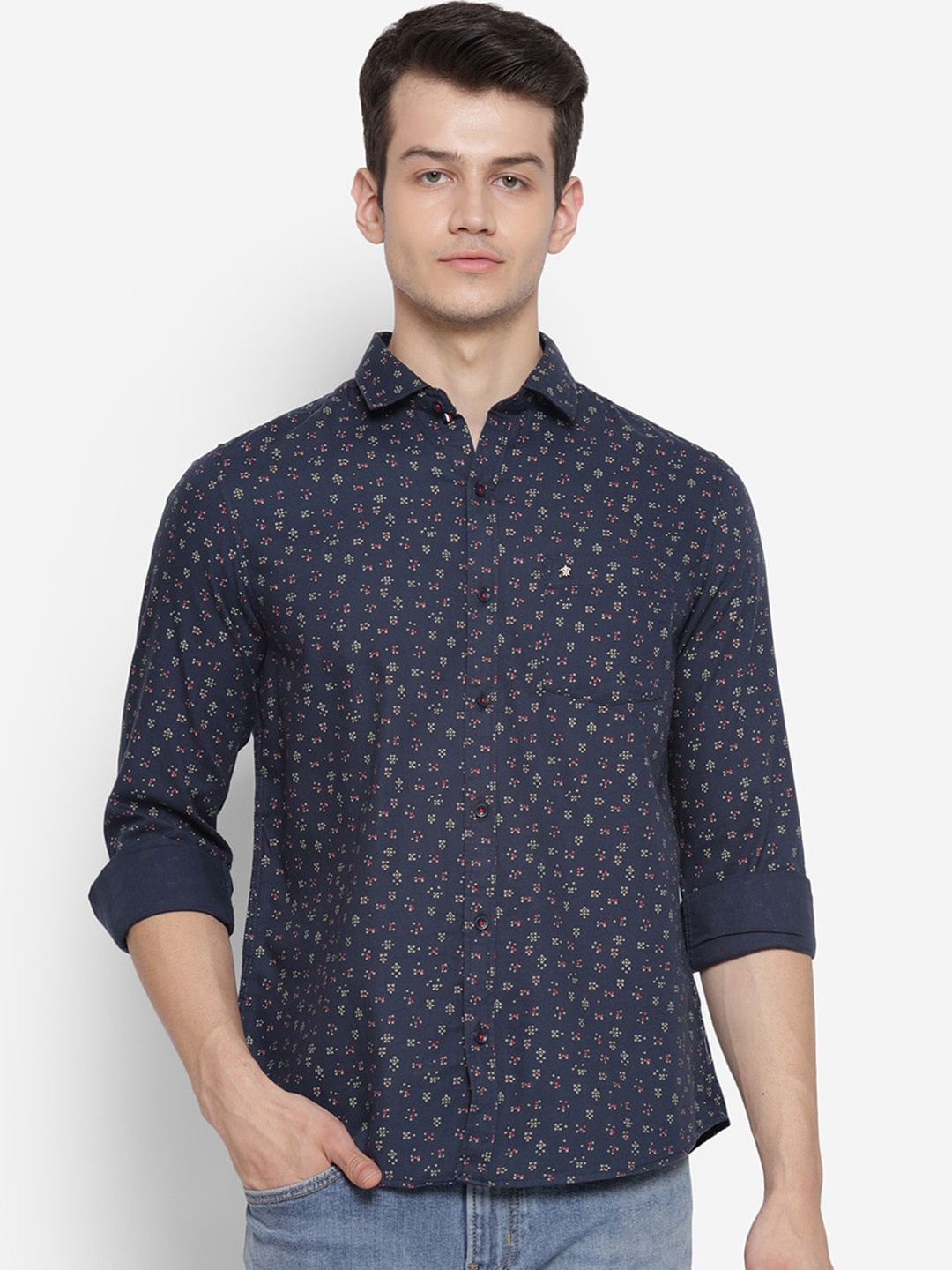 

Turtle Men Blue Slim Fit Floral Opaque Printed Casual Shirt