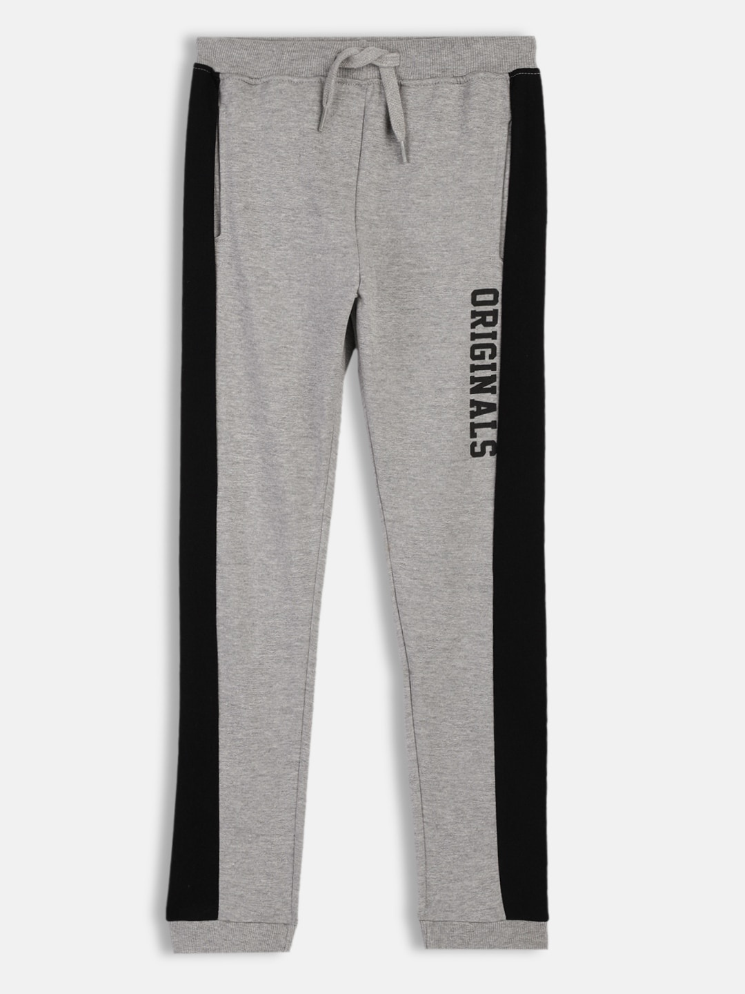 

HERE&NOW Boys Grey & Black Colourblocked Regular Fit Joggers