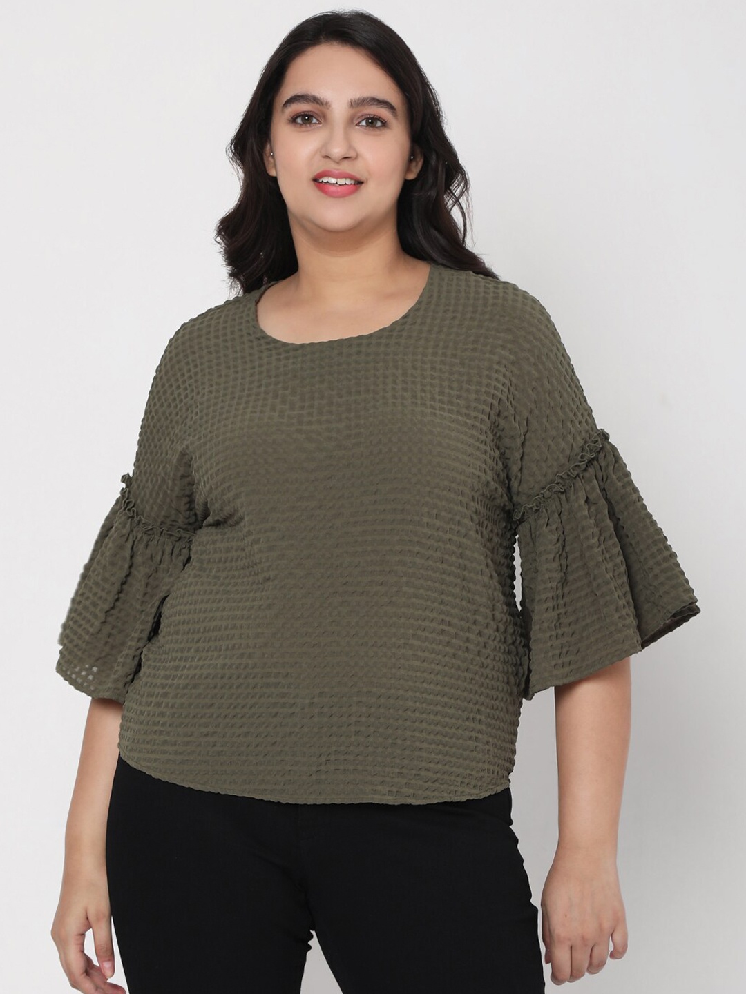 

VERO MODA CURVE Green Textured Regular Top