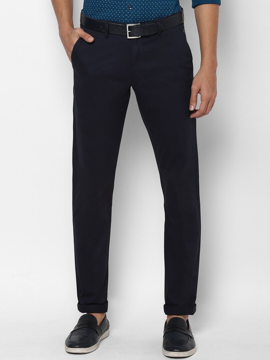 

Allen Solly Men Navy Blue Slim Fit Casual Trousers