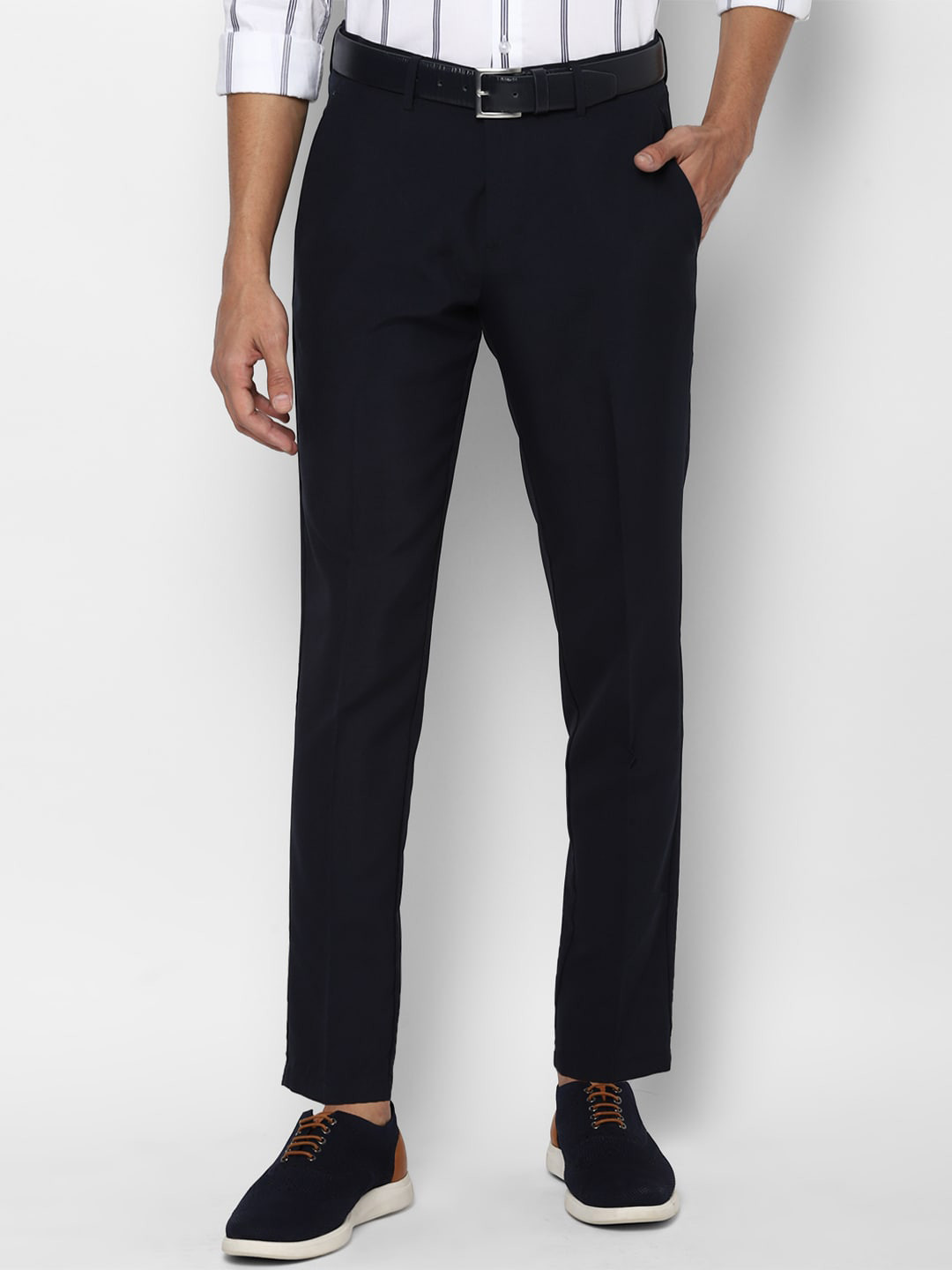 

Allen Solly Men Navy Blue Slim Fit Trousers