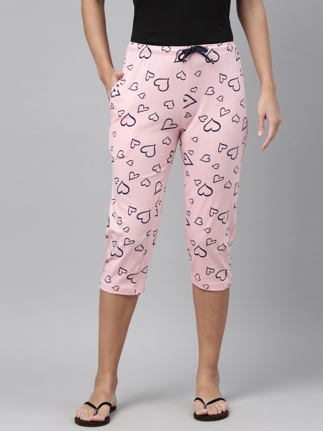 

Kryptic Women Pink & Black Printed Capris