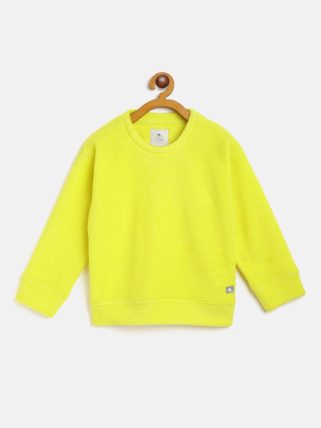 

Cherry Crumble Boys and Girls Yellow Solid Rugby Crew Neck Pullover Sweatshirt