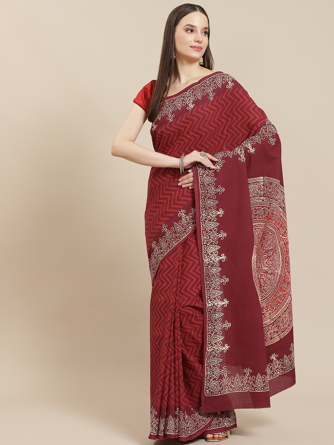 

InWeave Red & Yellow Pure Cotton Saree