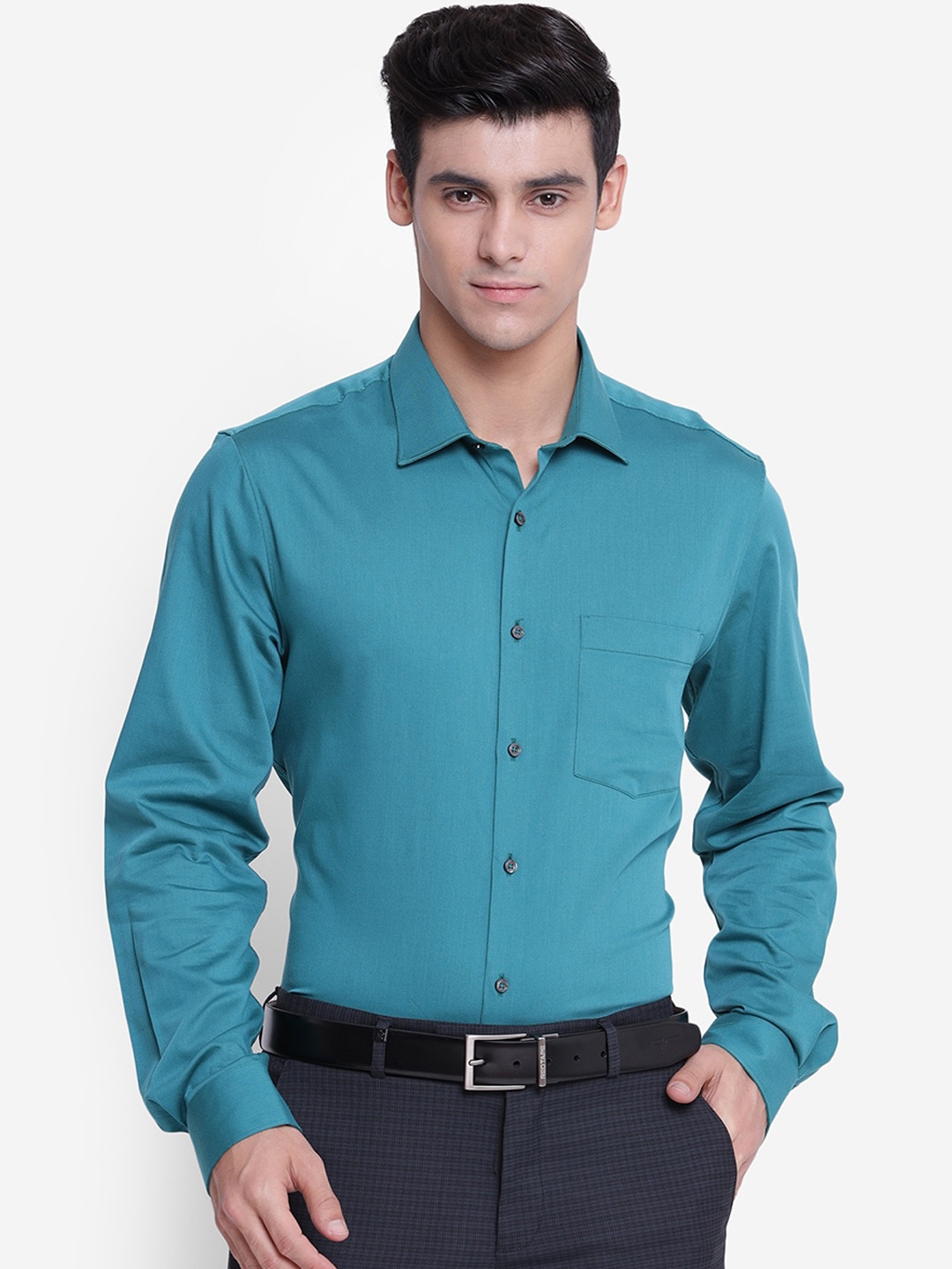 

Turtle Men Teal Slim Fit Opaque Formal Shirt