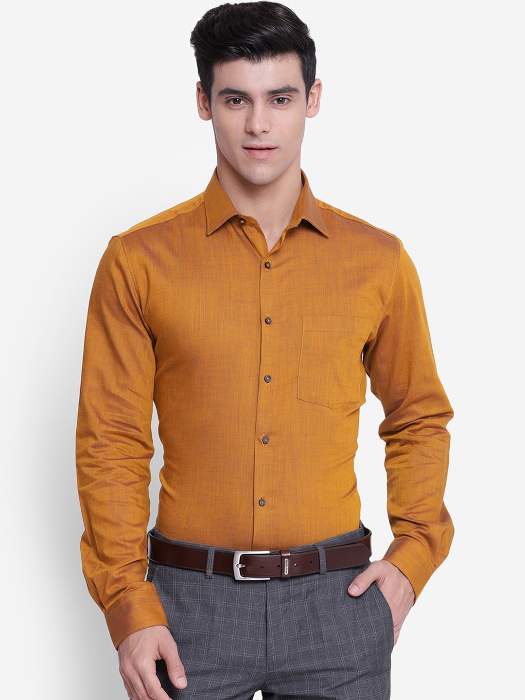 

Turtle Men Mustard Slim Fit Formal Shirt