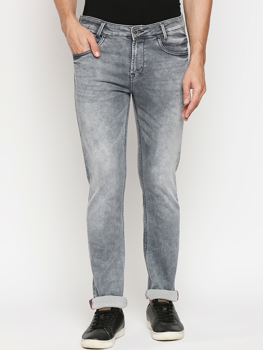 

Mufti Men Grey Slim Fit Low Distress Heavy Fade Jeans