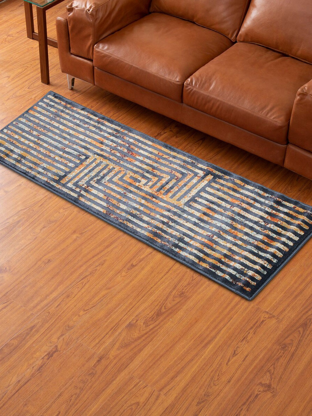 

Home Centre Unisex Blue & White Geometric Printed Anti-Skid Carpet
