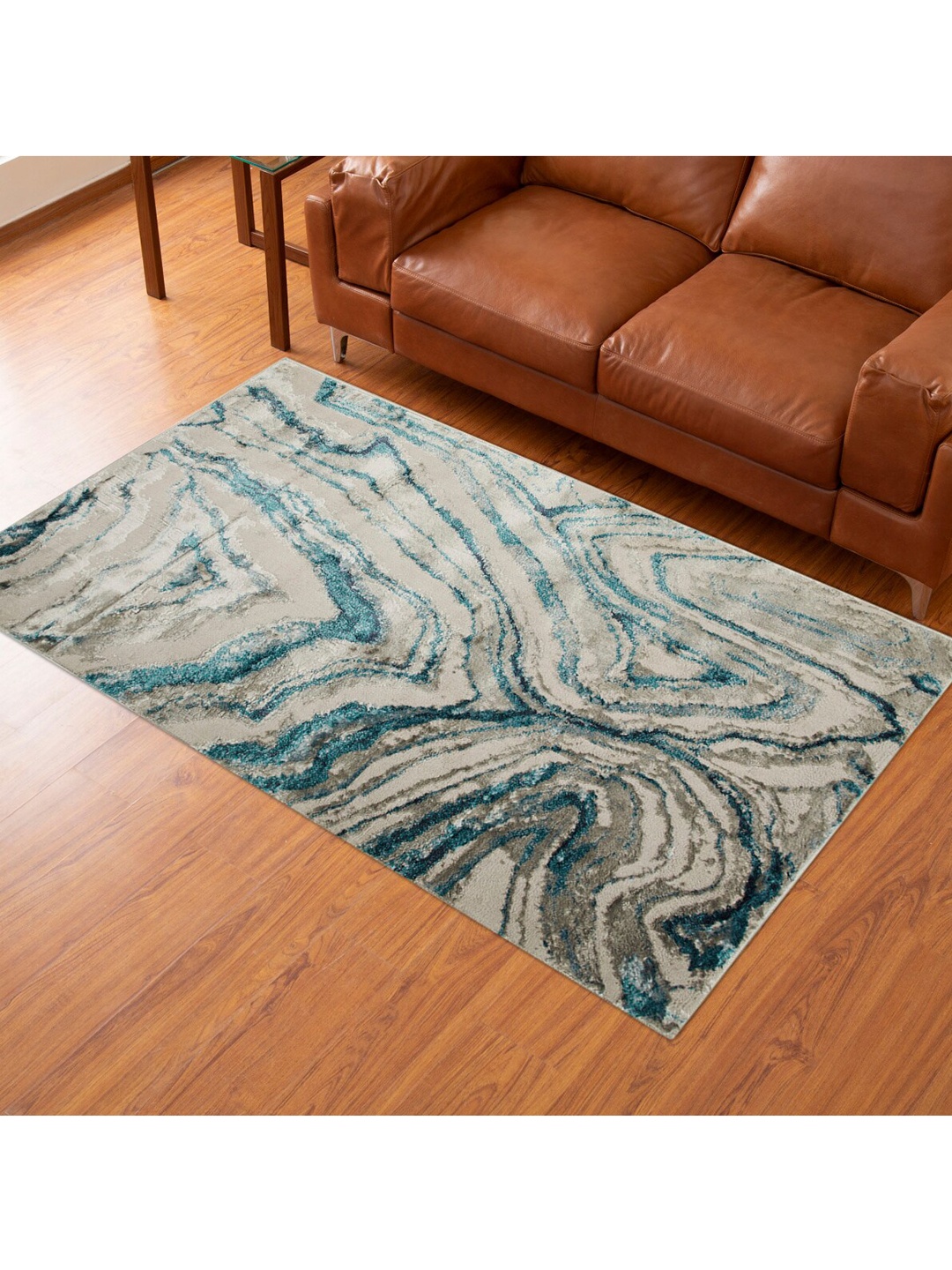 

Home Centre Blue & Grey Patterned Rectangular Anti-Skid Carpet