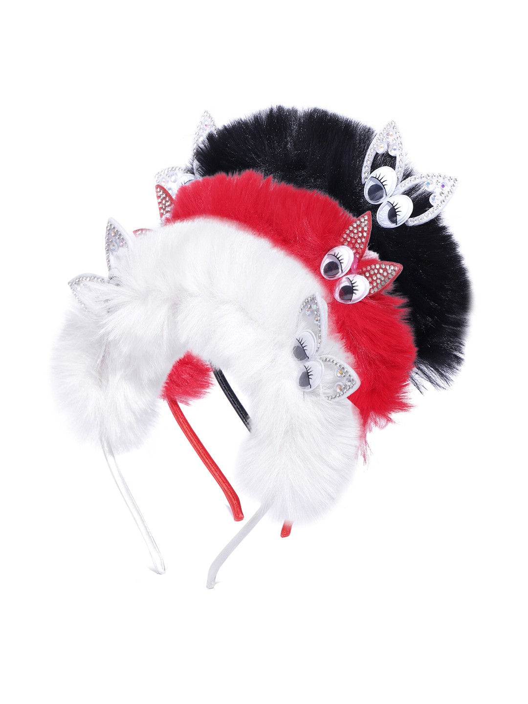 

Blueberry KIDS Girls Coral & Black Set of 3 Fur Hairband