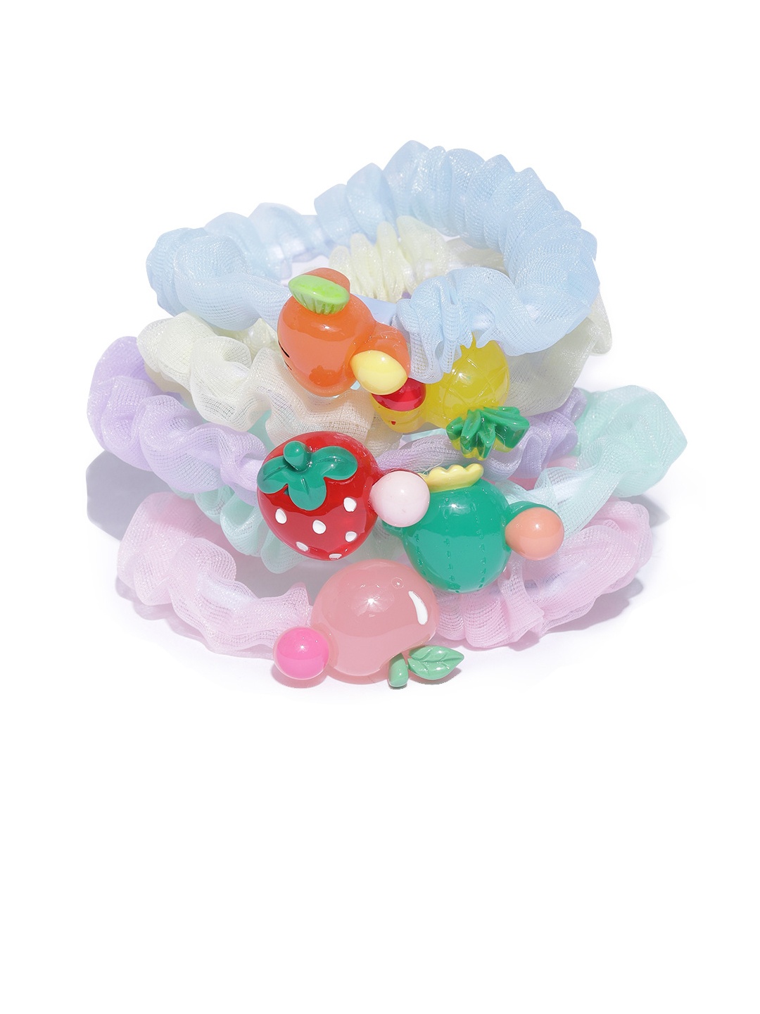 

Blueberry KIDS Girls Blue & White Set of 5 Ponytail Holders